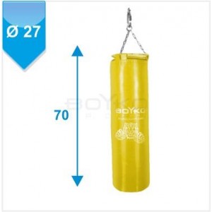 Мішок боксерський Boyko Sport ЮНІОР з вузлом кріплення на ланцюгах (р.70*27 см) жовтий