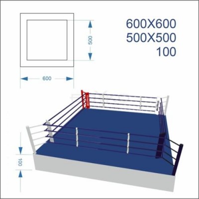 Ринг боксерський BS - клубний, поміст 1м, 6х6м, канати 5х5м "
