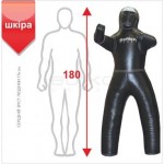 Манекен для бородьбі BS - з ногами, шкіряний, нерухомі руки, чорний р.180см "