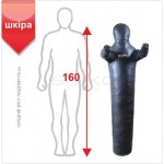 Манекен для БОРОТЬБИ BS - Рівний, нерухомі руки, шкіряний, чорний, 160 см "