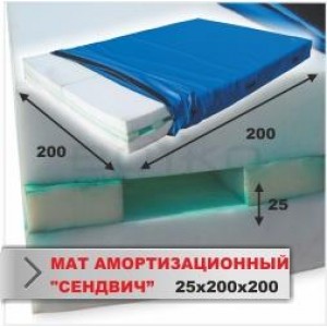 Мат Boyko Sport BS - амортизационный «сэндвич», ПВХ, р.25*200*200см