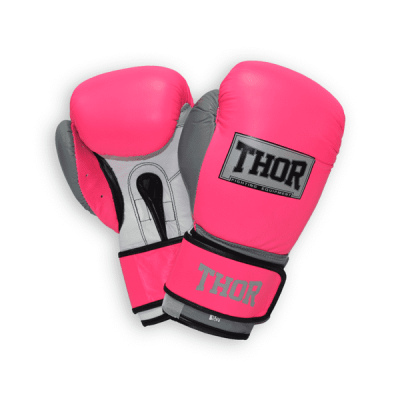 Перчатки боксерские THOR TYPHOON 10oz /Кожа /розово-бело-серые 8027/02(Leath)Pink/Grey/W 10 oz.