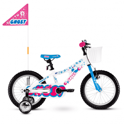 Велосипед Ghost POWERKID 16" ,бело-сине-розовый, 2021 арт. 18PK1008