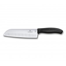 Нож кухонний Victorinox SwissClassic Santoku Fluted, 17 см, черный, подар. кор.