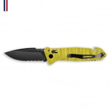 Нож Tb Outdoor "CAC", Nitrox, жёлтый, полусерр., рельефн.PA6 , стропорез, штопор, стеклобой арт.11060112