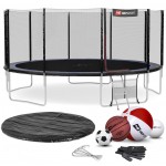 Батут Hop-Sport 16ft (488 cm) чорно-синій із зовнішньою сіткою