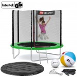 Батут Hop-Sport 8ft (244cm) зеленый с внешней сеткой