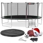 Батут Hop-Sport 16ft (488 cm) чорно-зелений з внутрішньою сіткою