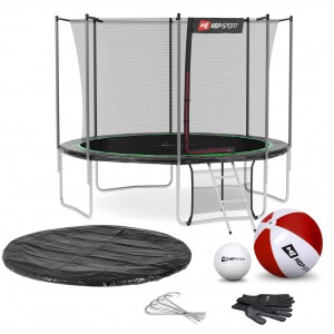 Батут Hop-Sport 12ft (366cm) черно-зеленый с внутренней сеткой
