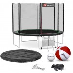 Батут Hop-Sport 10ft (305cm) черно-зеленый с внешней сеткой (4 ноги)