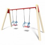 Гойдалка подвійна на дерев'яних стійках на ланцюгах InterAtletika ТЕ404М