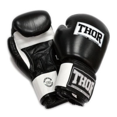 Боксерские перчатки THOR SPARRING (Leather) BLK/WH 558