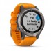 Мультиспортивные часы навигатор пульсометр Garmin fenix 5 Plus Sapphire Ti w/Spark Orange Band 010-01988-05