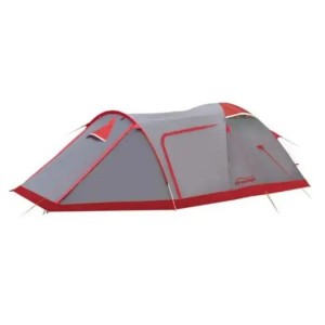 Палатка трехместная туристическая Tramp Cave grey/red