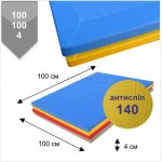Мат татамі BS - низ антісліп, рисова сіломка, ПВВ Щільність 140, .4х100х100см, жовтий "