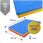 Мат татамі BS - низ антісліп, рисова сіломка, ПВВ Щільність 200, .4х100х100см, жовтий "