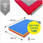 Мат Татамі BS - низ джутова тканина, рисова соломка, ПВВ Щільність 140, 4х100х100см, жовтий "