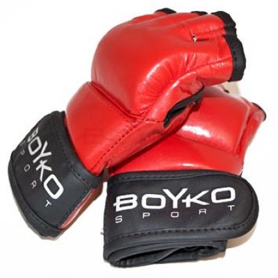 Перчатки Boyko Sport BS "SAMBO" с открытыми пальцами, кожа композиционная, красная L