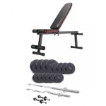 Набір Elitum Titan 55 кг з лавою HS-1010 Pro, штангами та гантелями