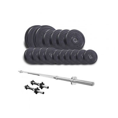 Набір Elitum Titan 68 кг зі штангою та гантелями, чорний