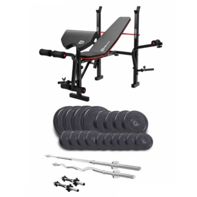 Набор Elitum Titan 95 кг со скамьей HS-1055 Pro, штангами и гантелями, домашний