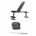 Набір Hop-Sport Premium 39 кг з лавою HS-1010 Pro та штангою