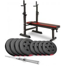 Набор Hop-Sport Premium 39 кг со скамьей HS-1080 и штангой