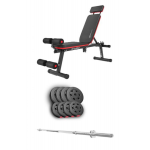 Набор Hop-Sport Premium 39 кг со скамьей и штангой