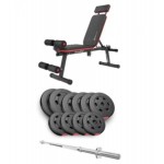 Набір Hop-Sport Premium 59 кг з лавою HS-1035 та штангою