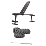 Набір Hop-Sport Premium 69 кг з лавою HS-1010 Pro та штангою