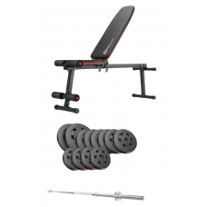 Набор Hop-Sport Premium 69 кг со скамьей HS-1010 Pro и штангой