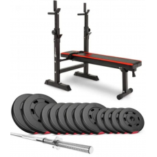 Набор Hop-Sport Premium 69 кг со скамьей HS-1080 и штангой