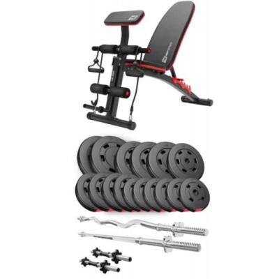 Набір Hop-Sport Premium 75 кг з лавою HS-1035, штангами та гантелями