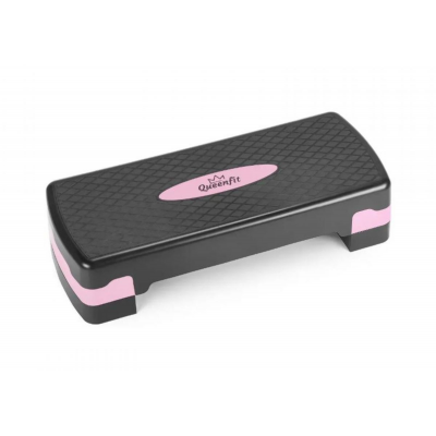 Степ-платформа QueenFit 2-х рівнева чорно-рожева