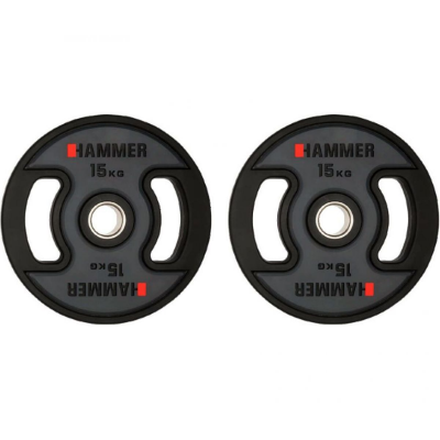 Олимпийские диски Hammer PU Weight Discs 2*15 kg 4709, Чугун