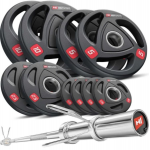 Набор олимпийских дисков Hop-Sport PRO 55 кг с грифом 165см