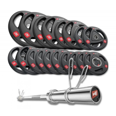 Набор олимпийских дисков Hop-Sport PRO 185 кг с грифом 220 см, домашний