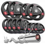 Набор олимпийских дисков Hop-Sport PRO 140 кг с W-образным грифом