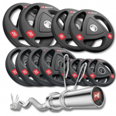 Набор олимпийских дисков Hop-Sport PRO 140 кг с W-образным грифом