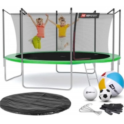 Батут Hop-Sport 14ft (427см) зеленый с внутренней сеткой