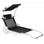 Шезлонг лежак Outtec Sun с козырьком черный