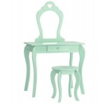 Туалетний столик Chomik ELSA із дзеркалом + стілець бірюзовий