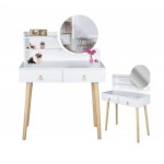 Туалетний столик Jumi Scandi з ящиками, шкіряні ручки, білий