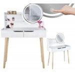 Туалетний столик Jumi Scandi на 2 ящики з дзеркалом та LED підсвіткою білий