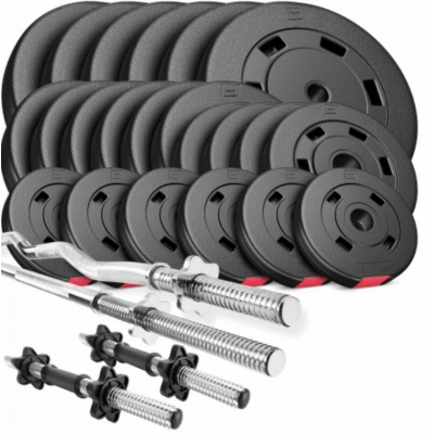 Набор Hop-Sport Premium 125 кг со штангами и гантелями, черный