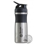 Спортивная бутылка-шейкер BlenderBottle SportMixer Stainless Steel Black 820мл (из нержавеющей пищевой cтали)