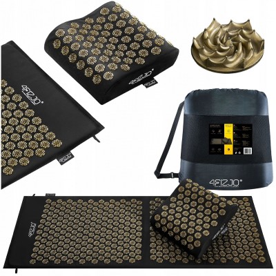 Коврик акупунктурный с подушкой 4FIZJO Ergo Mat XL Аппликатор Кузнецова Black/Gold (P-5907739313843)
