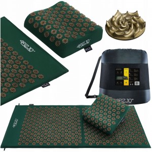 Коврик акупунктурный с подушкой 4FIZJO Ergo Mat XL Navi Green/Gold (P-5907739315083)