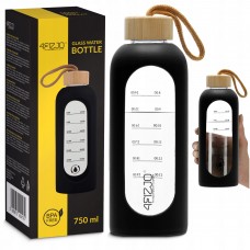Пляшка для води спортивна 4FIZJO 750 мл скляна Black (P-5905973404174)