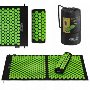 Коврик акупунктурный с валиком 4FIZJO Classic Mat XL Black/Green (P-5907222931769)
